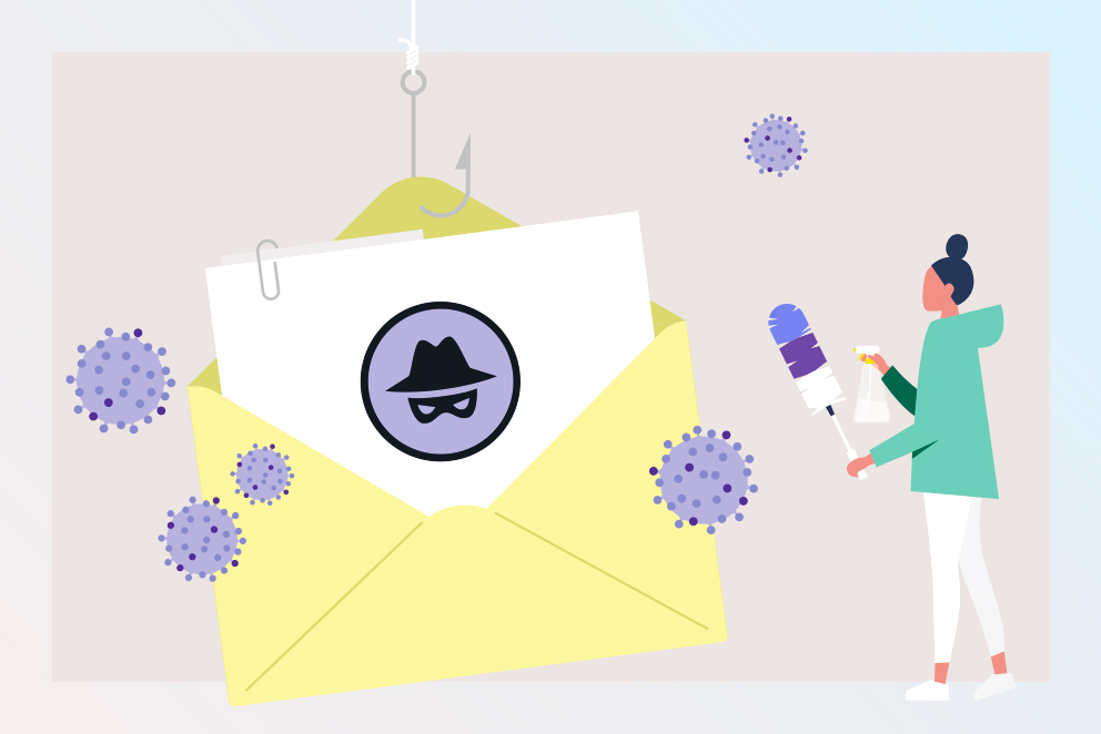 Illustration: Ein geöffneter Briefumschlag mit einem Drohbrief, als Symbol für das Thema Cyberangriffe in Unternehmen