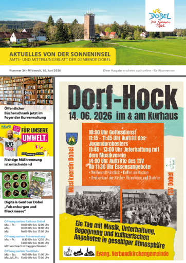 NUSSBAUM+ Premium - Aktuelles von der Sonneninsel - Amts- und Mitteilungsblatt der Gemeinde Dobel