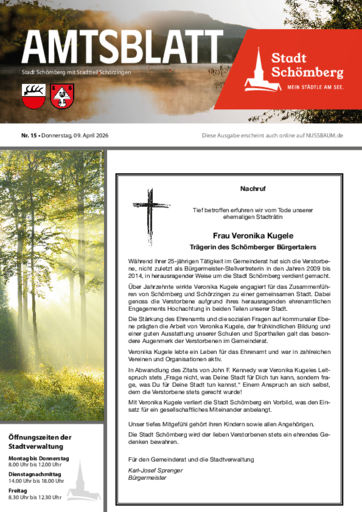 NUSSBAUM+ Premium - Amtsblatt Stadt Schömberg mit Stadtteil Schörzingen