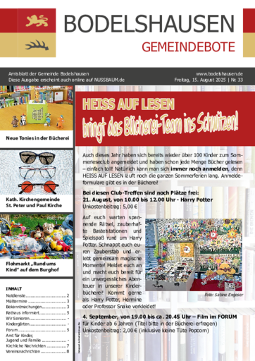 NUSSBAUM+ Premium - Gemeindebote – Amtsblatt Gemeinde Bodelshausen