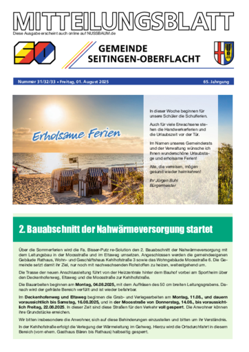 NUSSBAUM+ Premium - Mitteilungsblatt Gemeinde Seitingen-Oberflacht
