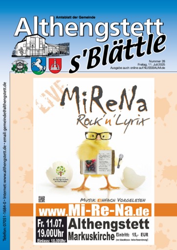 NUSSBAUM+ Premium - `s Blättle – Amtsblatt der Gemeinde Althengstett