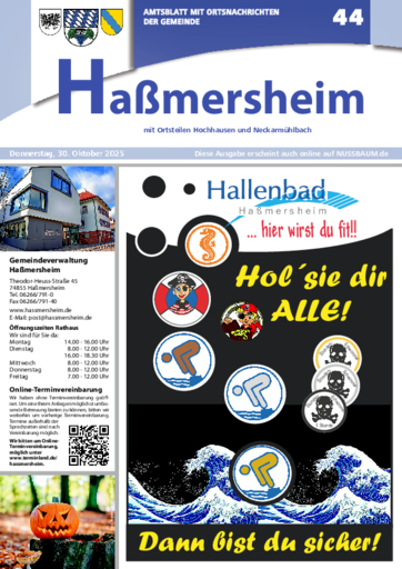 NUSSBAUM+ Premium - Amtsblatt mit Ortsnachrichten der Gemeinde Haßmersheim