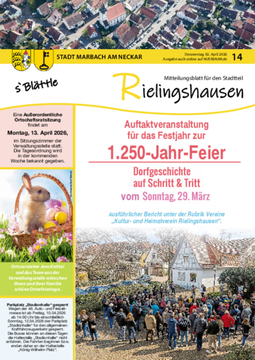 NUSSBAUM+ Premium - Stadt Marbach am Neckar - Mitteilungsblatt für den Stadtteil Rielingshausen