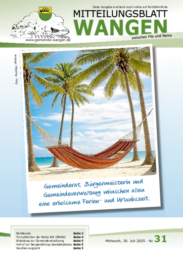 NUSSBAUM+ Premium - Mitteilungsblatt Wangen