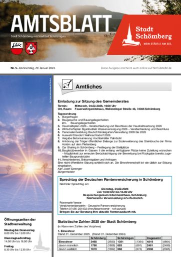 NUSSBAUM+ Premium - Amtsblatt Stadt Schömberg mit Stadtteil Schörzingen