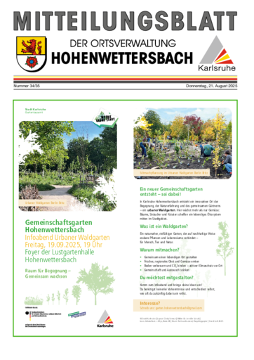 NUSSBAUM+ Premium - Mitteilungsblatt der Ortsverwaltung Hohenwettersbach