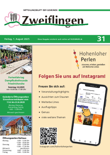 NUSSBAUM+ Premium - Mitteilungsblatt der Gemeinde Zweiflingen