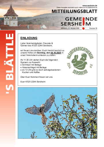 NUSSBAUM+ Premium - `s Blättle – Mitteilungsblatt Gemeinde Sersheim