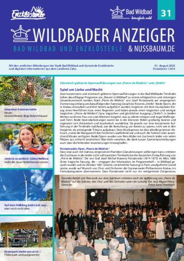 NUSSBAUM+ Premium - Wildbader Anzeigenblatt mit Calmbacher Bote und den Amtlichen Bekanntmachungen von Enzklösterle
