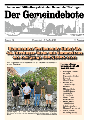 NUSSBAUM+ Premium - Der Gemeindebote – Amts- und Mitteilungsblatt der Gemeinde Hirrlingen