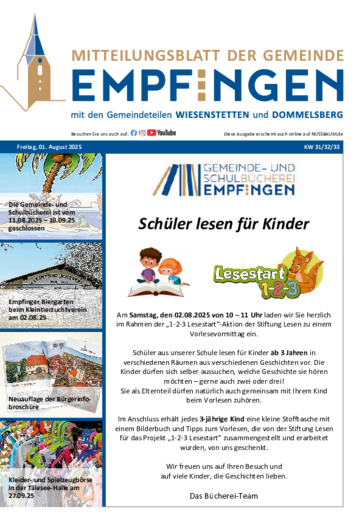 NUSSBAUM+ Premium - Mitteilungsblatt Gemeinde Empfingen mit den Gemeindeteilen Wiesenstetten und Dommelsberg
