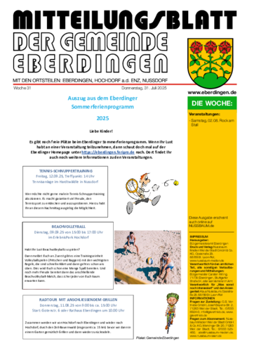 NUSSBAUM+ Premium - Mitteilungsblatt der Gemeinde Eberdingen