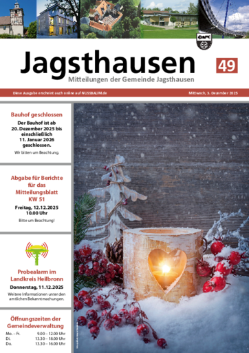 NUSSBAUM+ Premium - Mitteilungsblatt der Gemeinde Jagsthausen